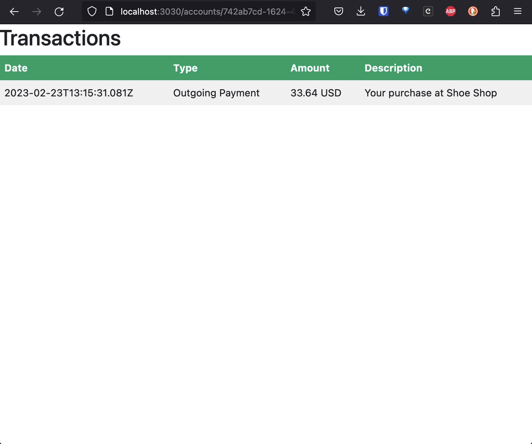 Mock Account Servicing Entity Transactions